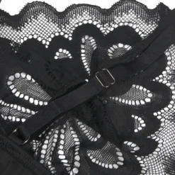 Black Lace Floral Babydoll – Back Closure Hook & Eye, Sexy High-Quality Lingerie