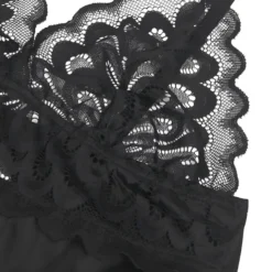 Black Lace Floral Babydoll – Back Closure Hook & Eye, Sexy High-Quality Lingerie