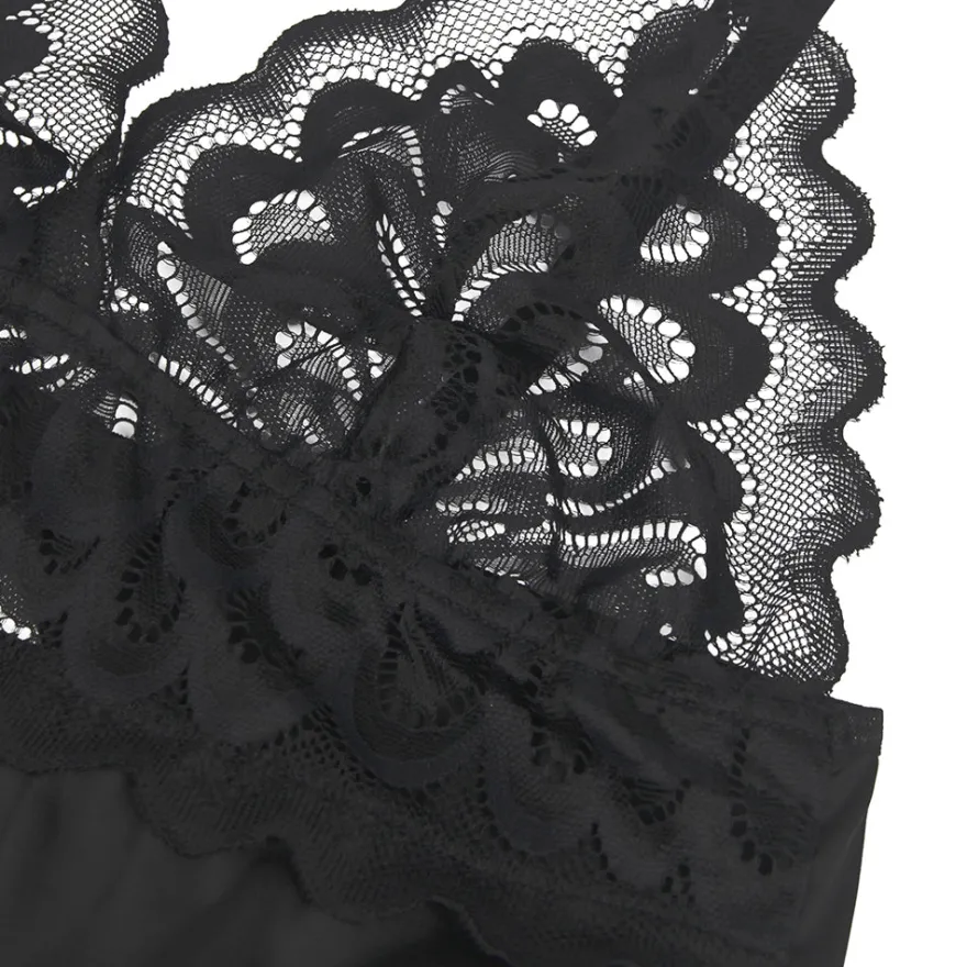 Black Lace Floral Babydoll – Back Closure Hook & Eye, Sexy High-Quality Lingerie