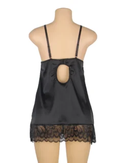 Black Lace Floral Babydoll – Back Closure Hook & Eye, Sexy High-Quality Lingerie