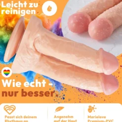 21cm Doppel Dildo no Vibrator Sex Toy Saugnapf Penis Anal PVC 3D Adern Hoden