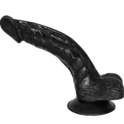 Dildo 23cm gebogen mit Hoden & Saugnapf, Schwarz