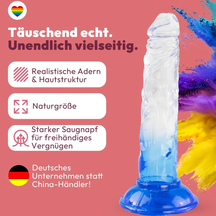 Dildo 20cm mit Saugnapf – Realistisch, 4 Farben