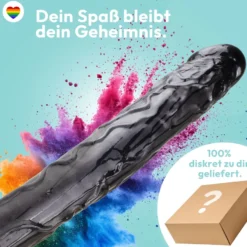 Dildo XXL 36cm mit Saugnapf – Riesendildo, Schwarz
