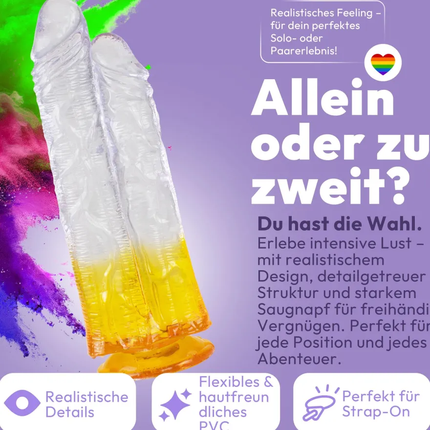 Doppelkopf-Dildo mit Saugnapf Ø 8 cm 4 Farben