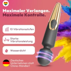 Elaria Wand Massagegerät 10 Stufen sehr stark Massagestab Akku Vibrator Sexspielzeug