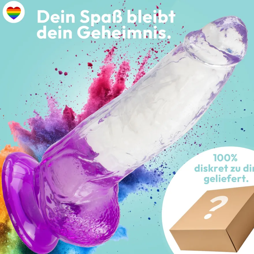 Extrem gebogener Dildo mit Saugnapf 21 cm 4 Farben
