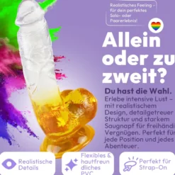 Gebogener Dildo mit Saugnapf 21,5 cm 4 Farben