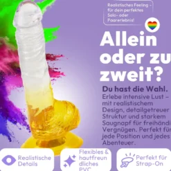 Glatter Dildo mit Saugnapf 20 cm 4 Farben