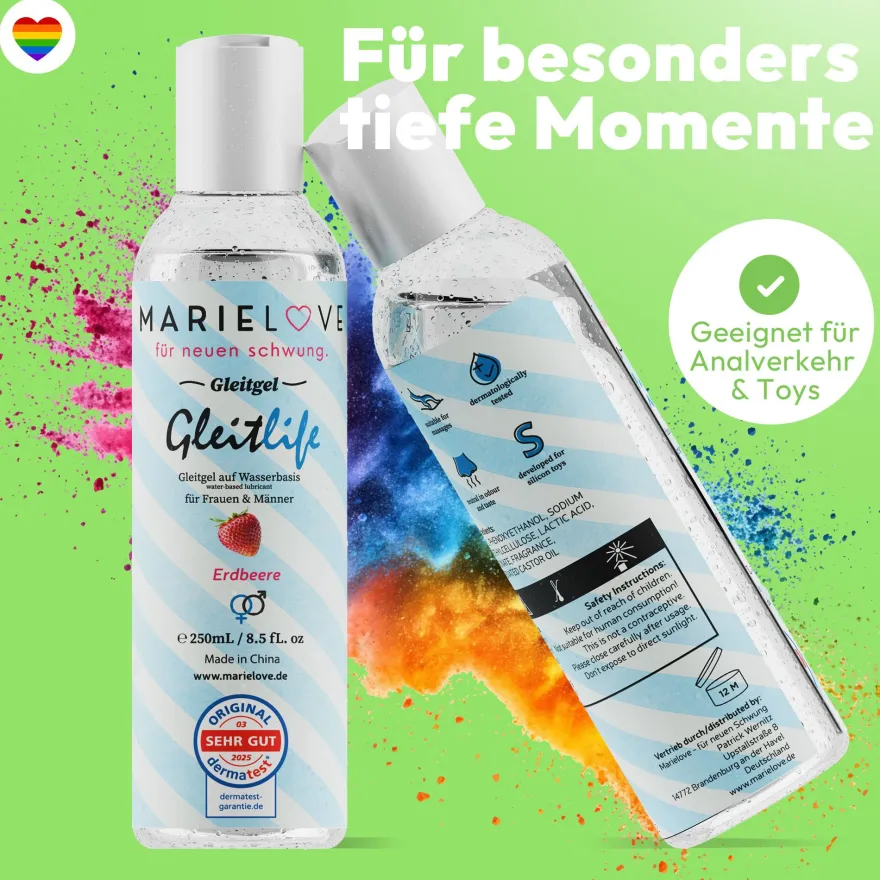 Gleitgel Wasserbasiert 250ml Silikon Sexspielzeug Erdbeer Geschmack essbar