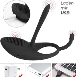 3in1 Penisring Paarvibrator mit Zunge, Analvibrator & Klitorisstimulator