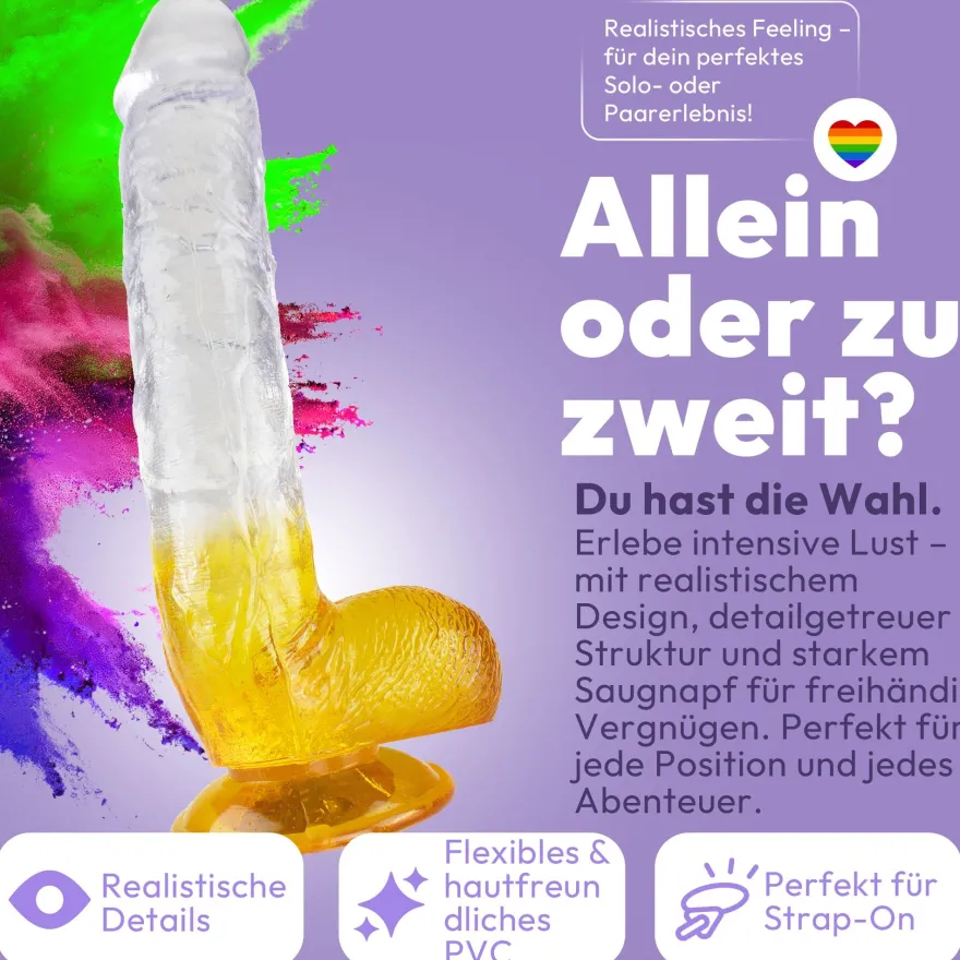 Langer Dildo mit Saugnapf 28,5 cm 4 Farben