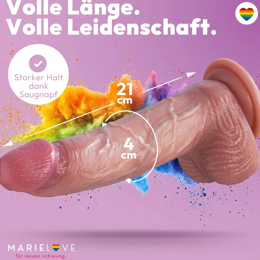 marielove realistischer 21cm Saugnapfdildo mit Hoden