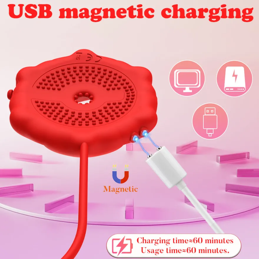 Nippel Vibrator Brustwarzen Stimulator Wasserdicht USB GM-519 Rot