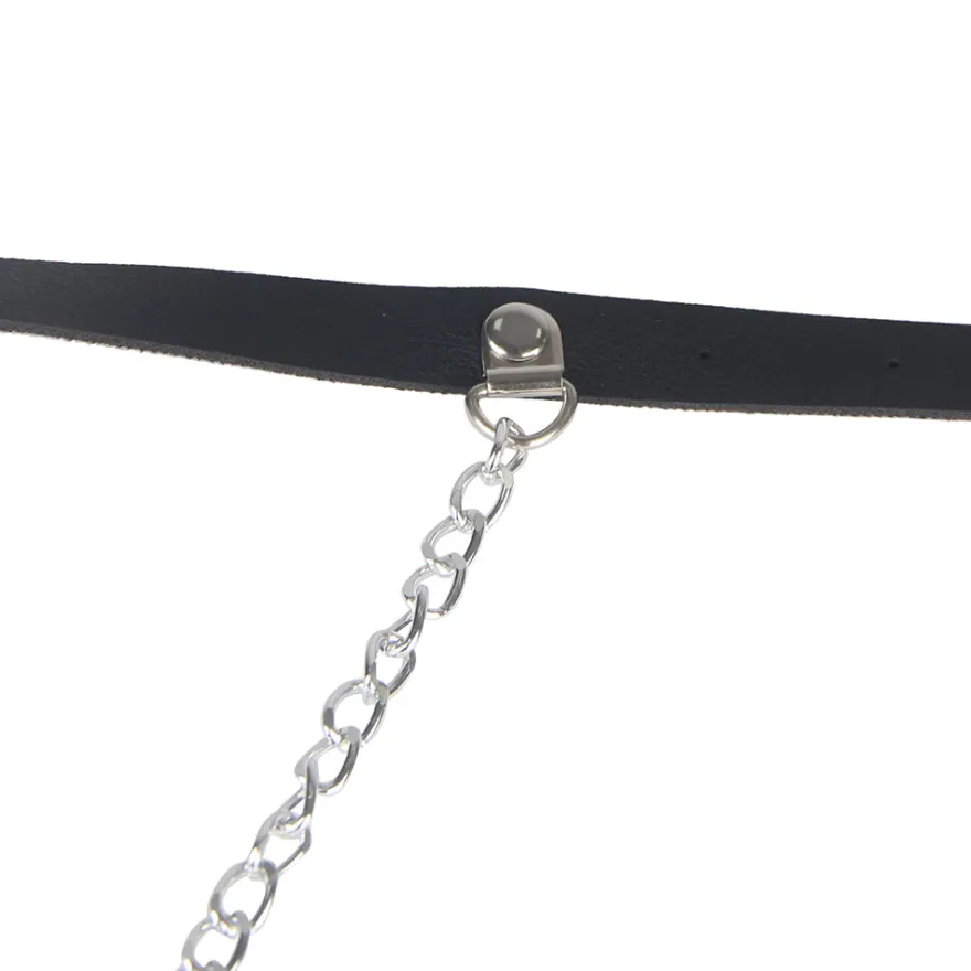 PU Leder Bondage Harness Slip mit Kette SM Panty Strap verstellbar
