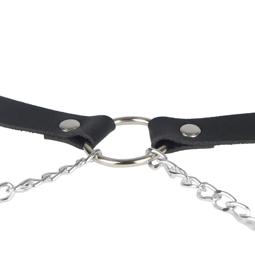 PU Leder Bondage Harness Slip mit Kette SM Panty Strap verstellbar