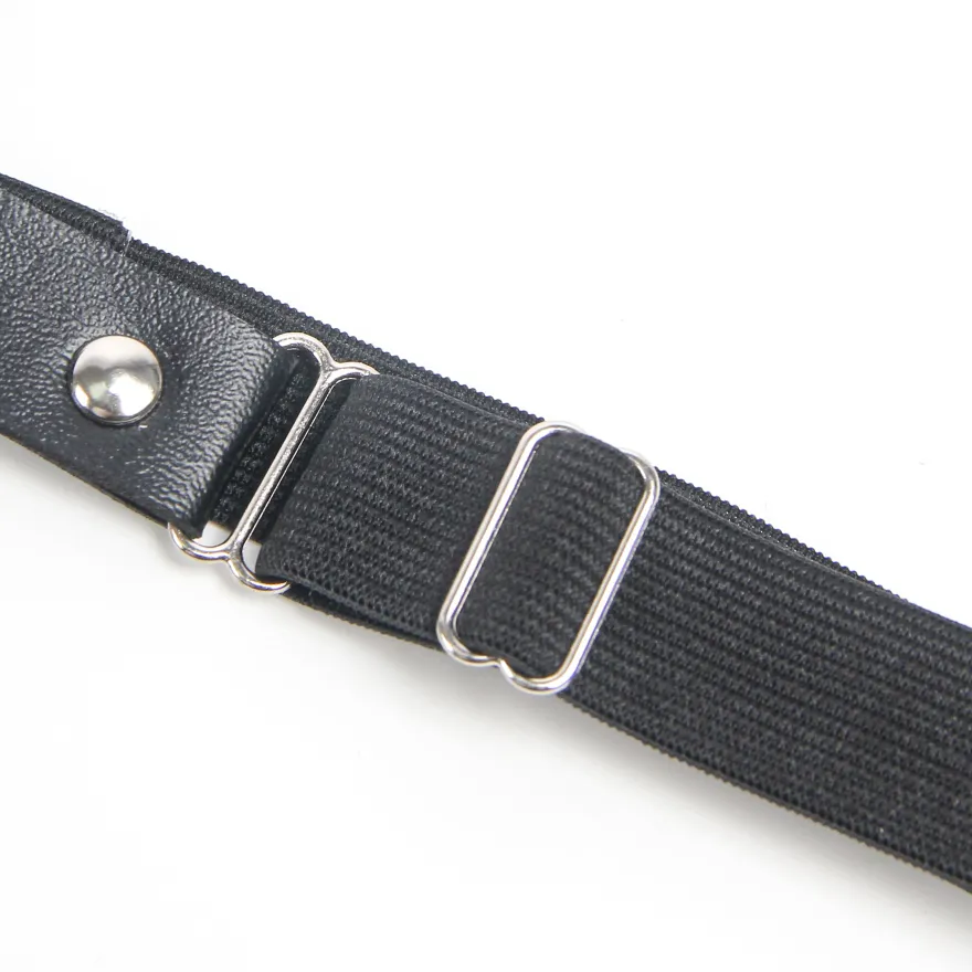 Schwarze PU Leder Beinschleifen mit Nieten & Schleife, verstellbar, Punk Garter Clips