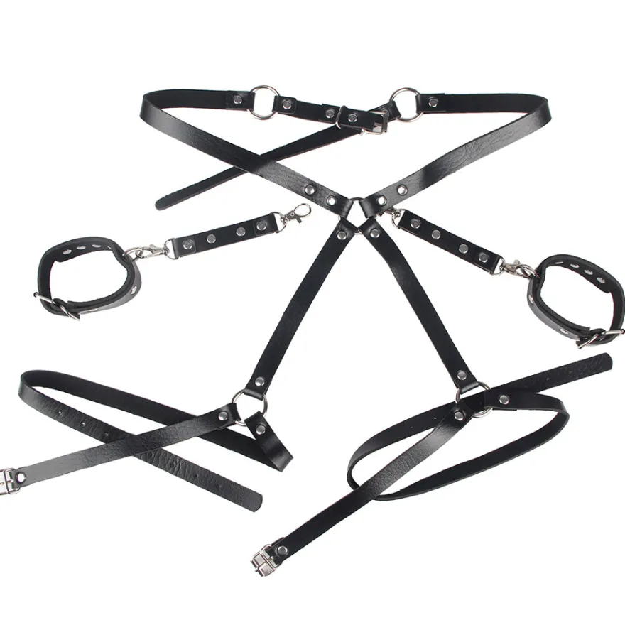 Sexy Bondage Gürtel Beinring PU Leder Kette Punk Strap verstellbar