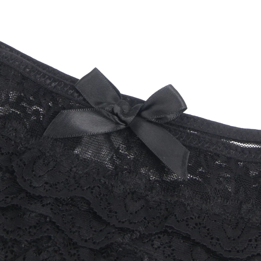 Sexy Schwarze Crotchless Spitze Panty, 88% Nylon, 12% Spandex – verführerisch & dehnbar
