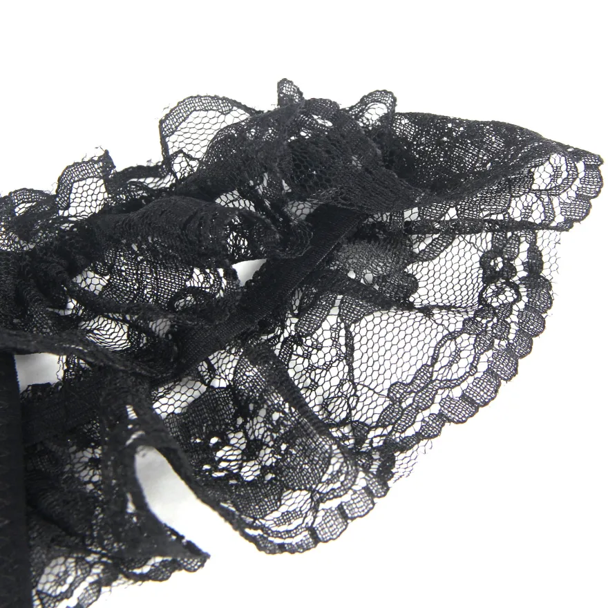 Sexy Schwarze Open-Crotch Spitze Panty, 88% Nylon, 12% Spandex, verführerisch