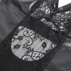 Sexy Schwarzes PU-Leder Lingerie Set – Spitze & Kunstleder, verführerische Dessous