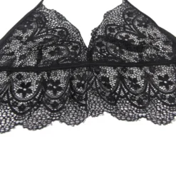 Sexy Schwarzes Spitzen Dessous Set 2-teilig Bralette, 95% Polyester, 5% Elastan