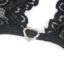 Sexy Schwarzes Spitzen-Lingerie Set – BH, Slip & Strapse, verführerische Dessous