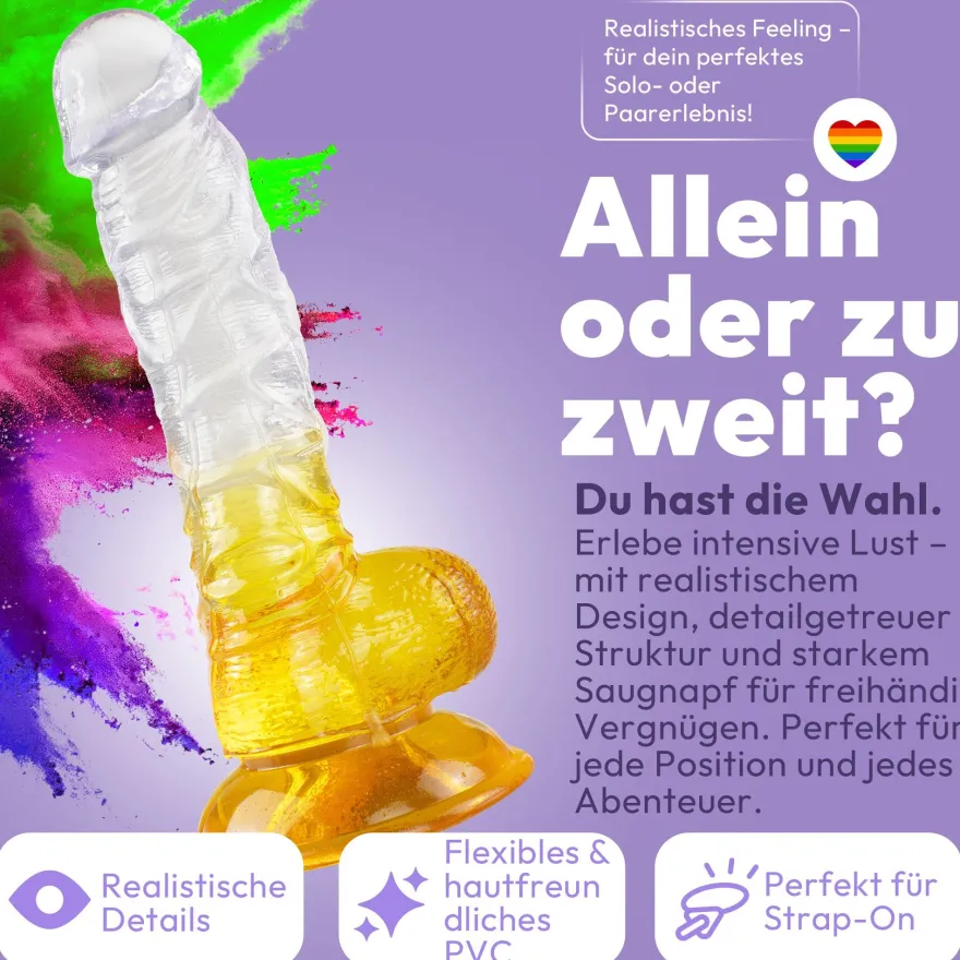 Texturierter Dildo mit Saugnapf 20 cm 4 Farben