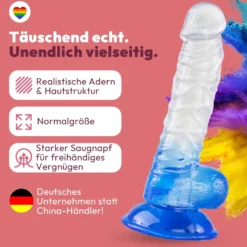 Texturierter Dildo mit Saugnapf 20 cm 4 Farben