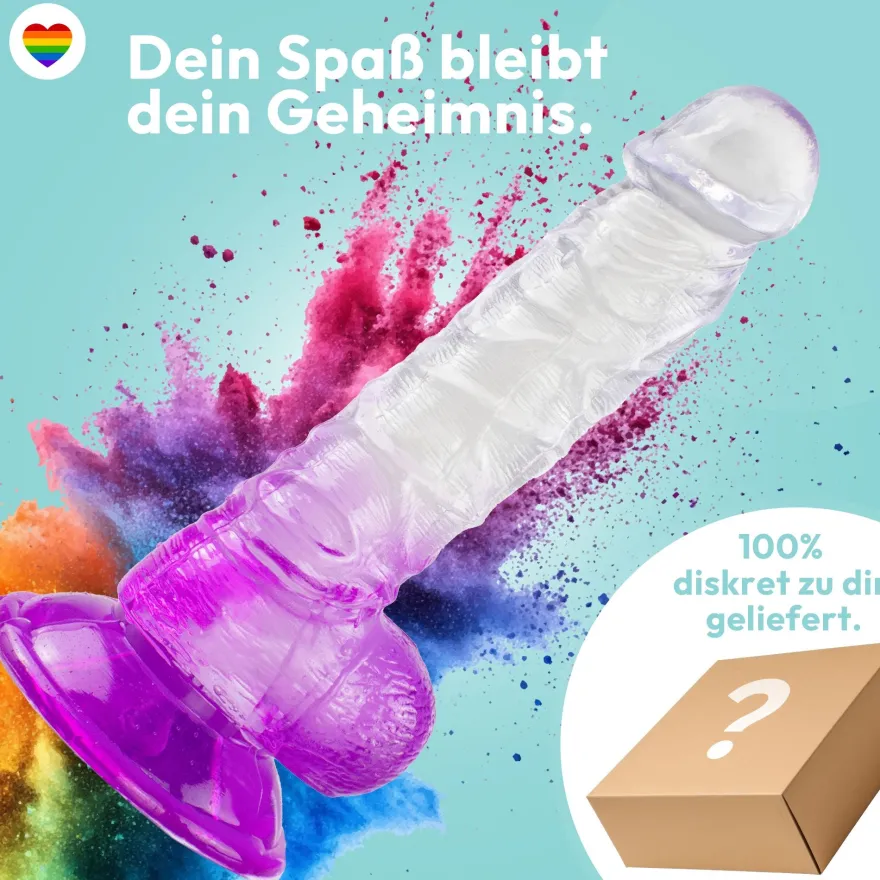 Texturierter Dildo mit Saugnapf 20 cm 4 Farben